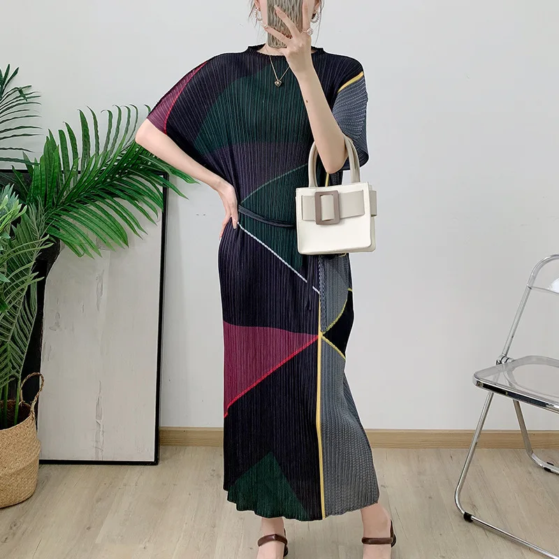 Pleats Pleated Dress Pear Shape Figure Simple Loose Skinny Long Dress French 2024 Autumn Wrap Sleeve Vest Dress Women Clothing