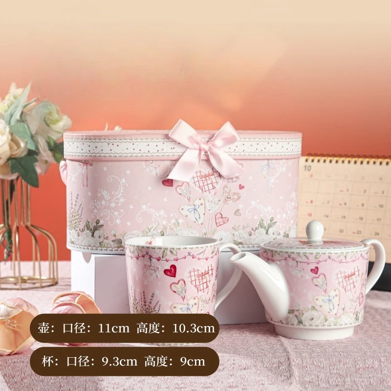 Creative Cute And Girlish Coffee Cup Set Ceramic Cup Mug High-Legged Gift Box For Office Girls