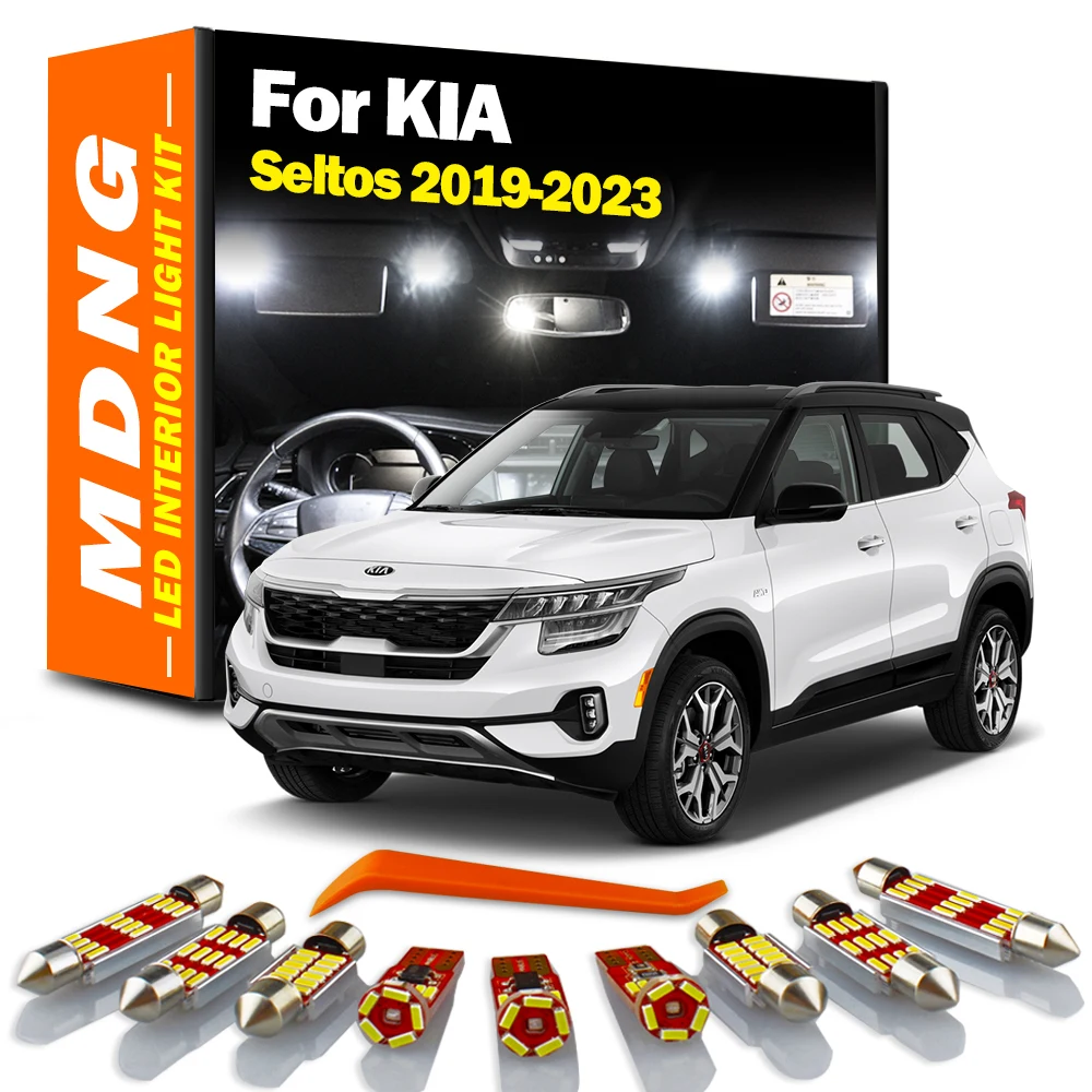 MDNG 12Pcs Canbus Interior LED Bulb Reading Light Kit For KIA Seltos 2019 2020 2021 2022 2023 License Plate Lamp Car Accessories