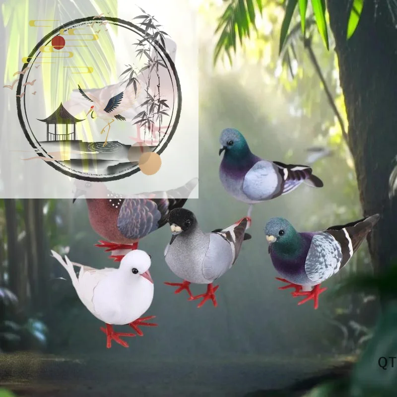Artificial Birds Simulation Grey Pigeon Dove Model Imitation Animal Party Wedding Supply Photography Props Home Decoration