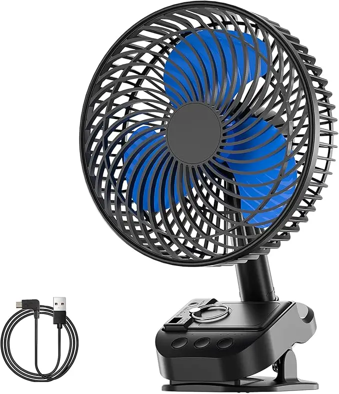 ATENGE 4 in1 USB Fan, 8” Clip Fan, 10000mAh Rechargeable Table Fan,Automatic Rotation, for Homes, Offices, Bedroom