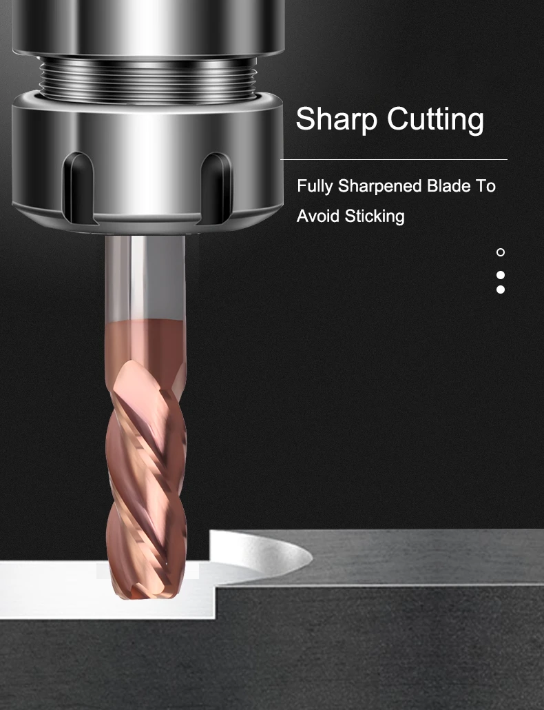 Shazam hrc60 4-Flöten-Schaftfräser Wolfram stahl karbid Nano-Beschichtung Rundnasen fräser CNC-Bearbeitungs zentrum Schaft fräser Werkzeuge – Detail 3