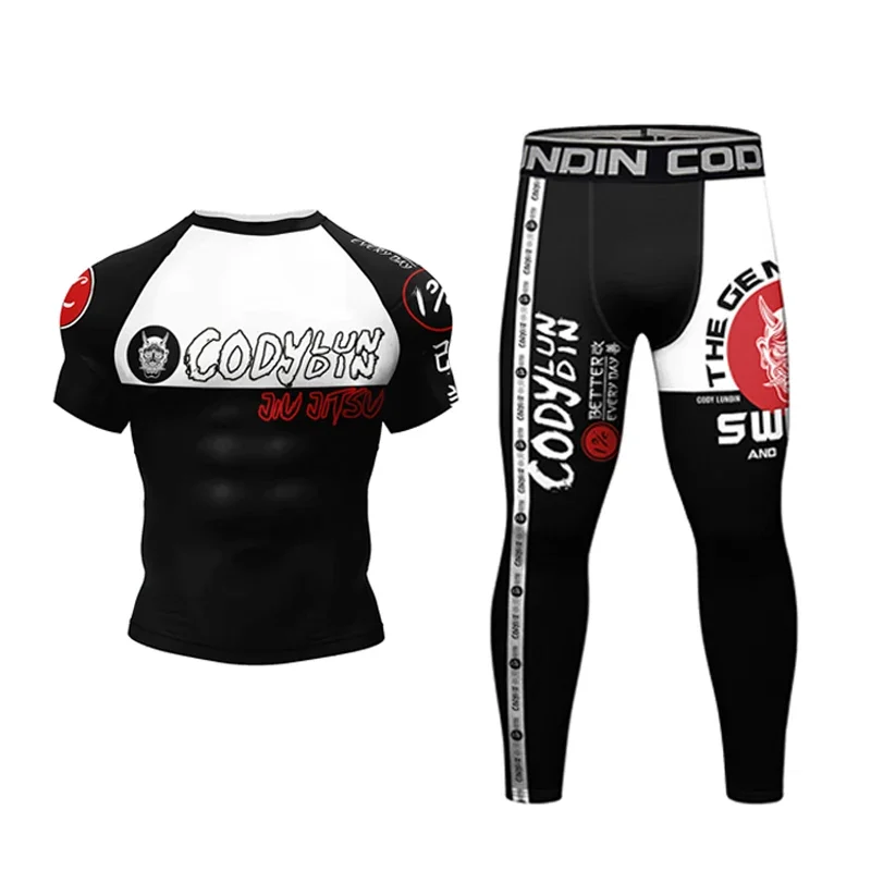 New Boxing MmaT shirt +Pants Set Jiu Jitsu Rushguard For Men Mma Rashguard Clothing Kickboxing Muay Tait Shorts Boxe Sportswear