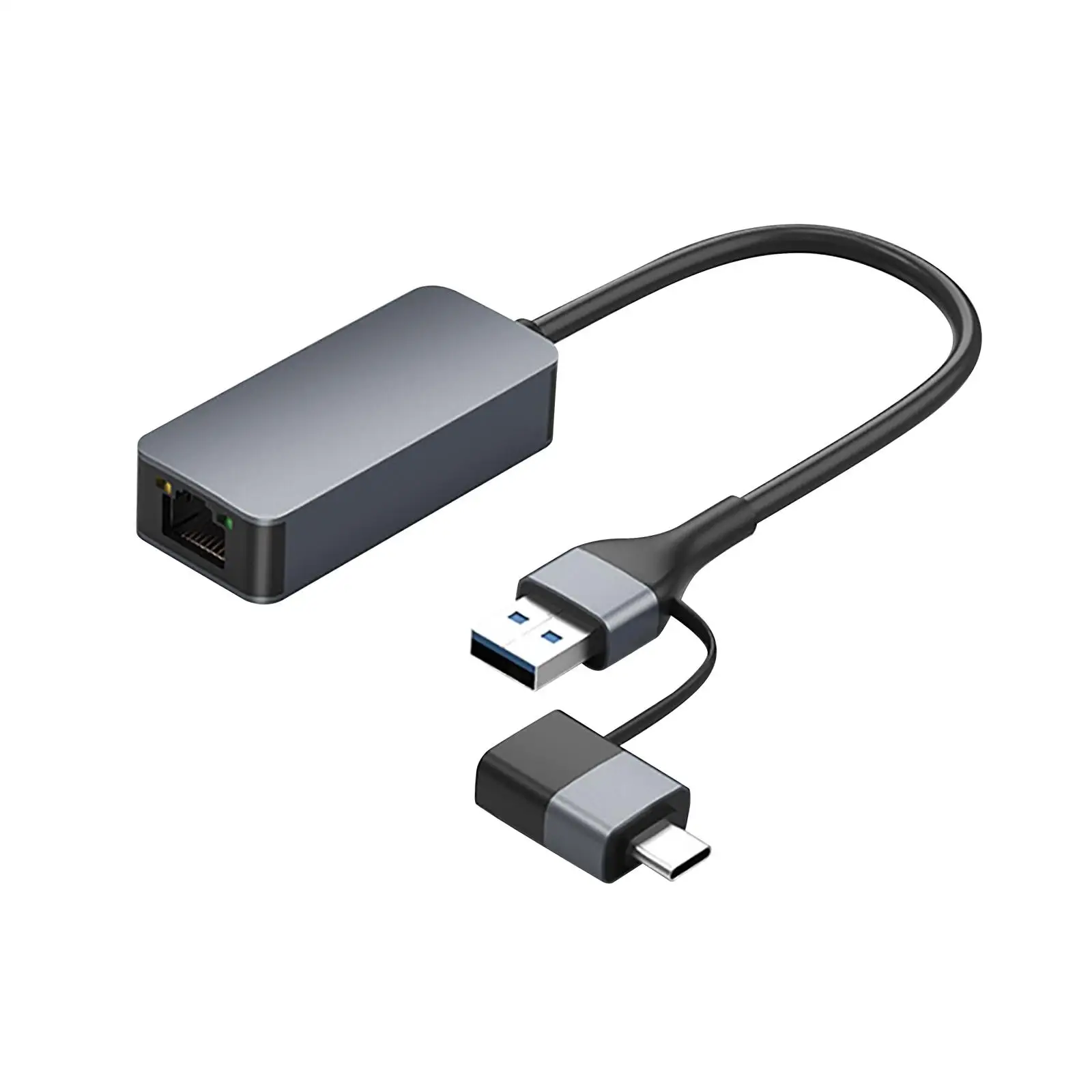 USB C zu Ethernet Adapter 2 in 1 10/1000/2500 MBit/s Premium USB A und USB C Aluminium legierung ersetzt RJ45 Netzwerk konverter