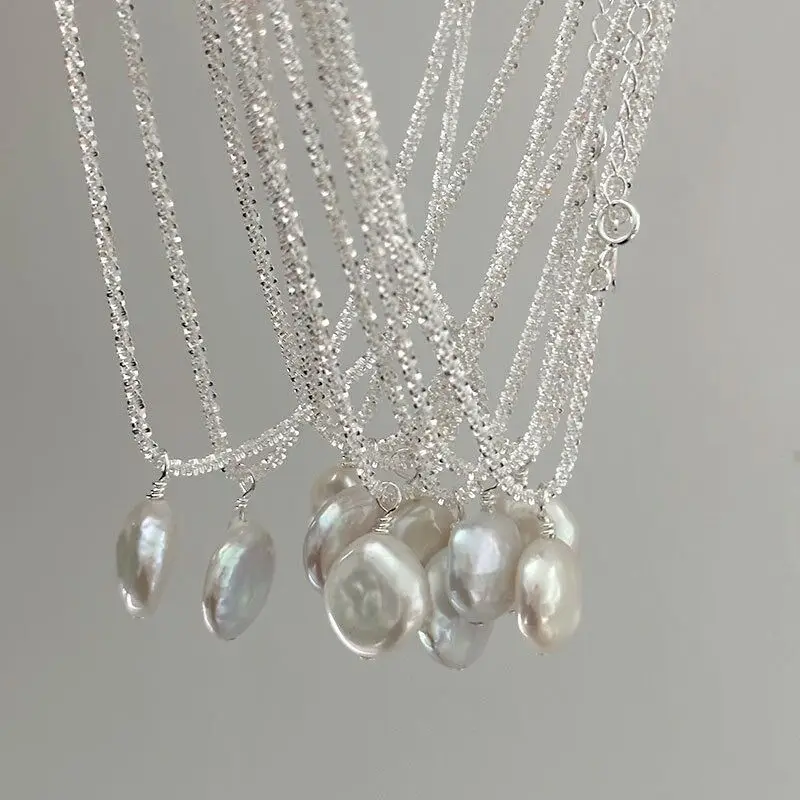 جديد 925 فضة تألق جولة اللؤلؤ قلادة أسلوب بسيط سحر قلادة المختنق هدية عيد ميلاد للنساء غرامة مجوهرات #5