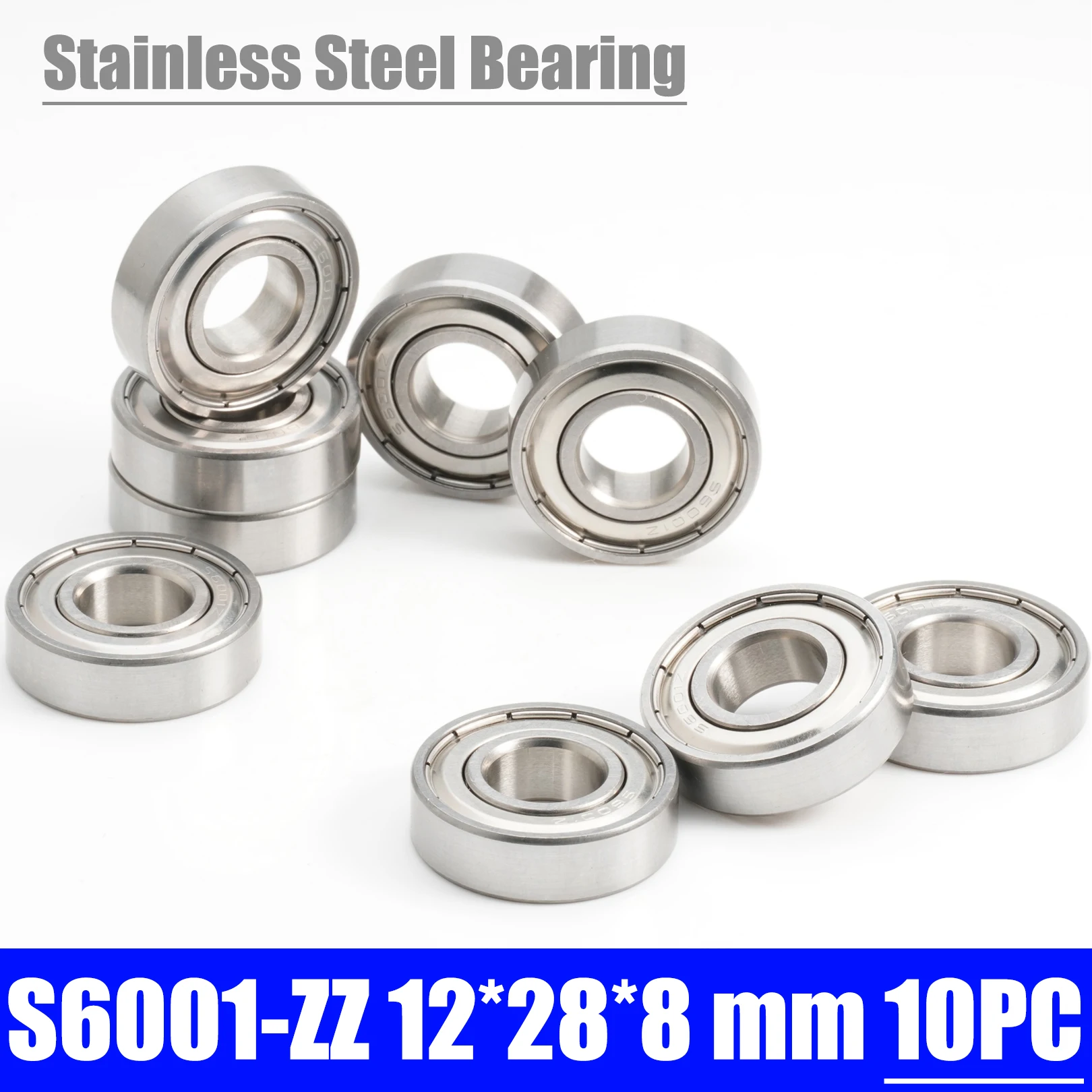 S6001ZZ Bearing 12*28*8 mm ( 10 PCS ) S6001 Z ZZ S 6001 440C Stainless Steel S6001Z Ball Bearings