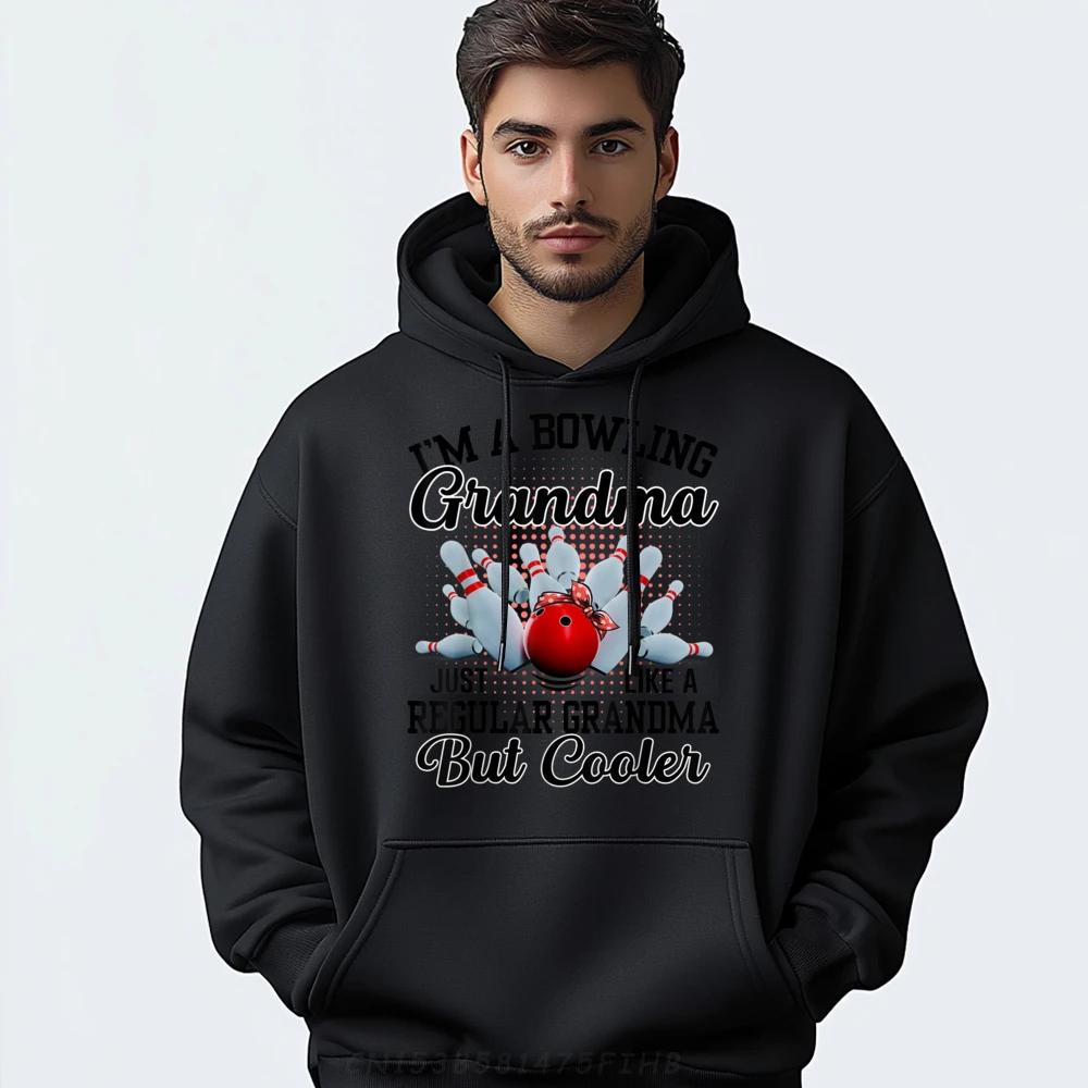 

Bowling Grandma Funny Novelty Tee Hoodies Normal Printed Long Sleeve Loose O-Neck Hoodies Cool Hoodies For Men