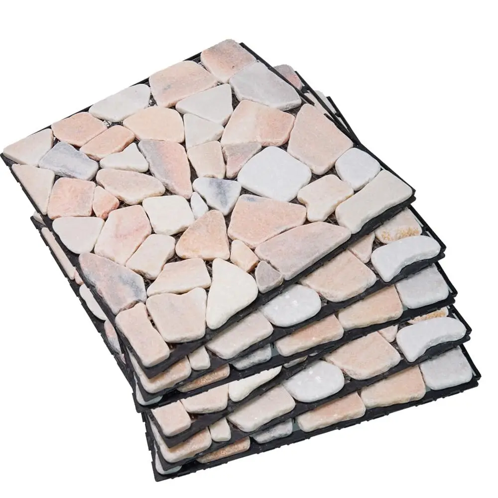 

Decking Natural Pebble Interlocking loor Patio Tiles, Indoor & Outdoor Interlocking Tiles 12"x12" 6pcs - A Great Upgrade Option