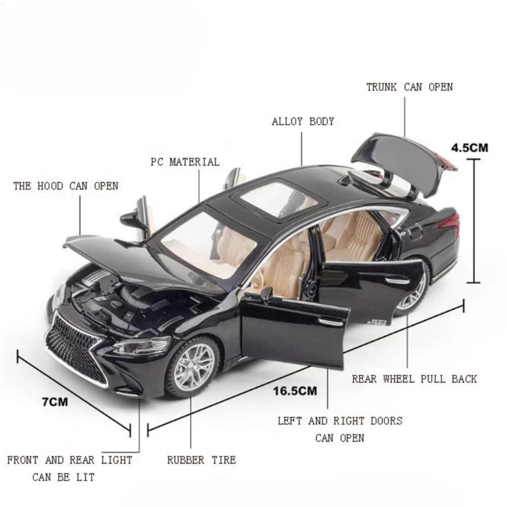 1/32 LS500H Symulacja aluminiowego samochodu Model zabawkowy Diecasts Metal z dźwiękiem Światło Pociągnij Zabawki Modele pojazdów Chłopcy Kolekcja prezentów