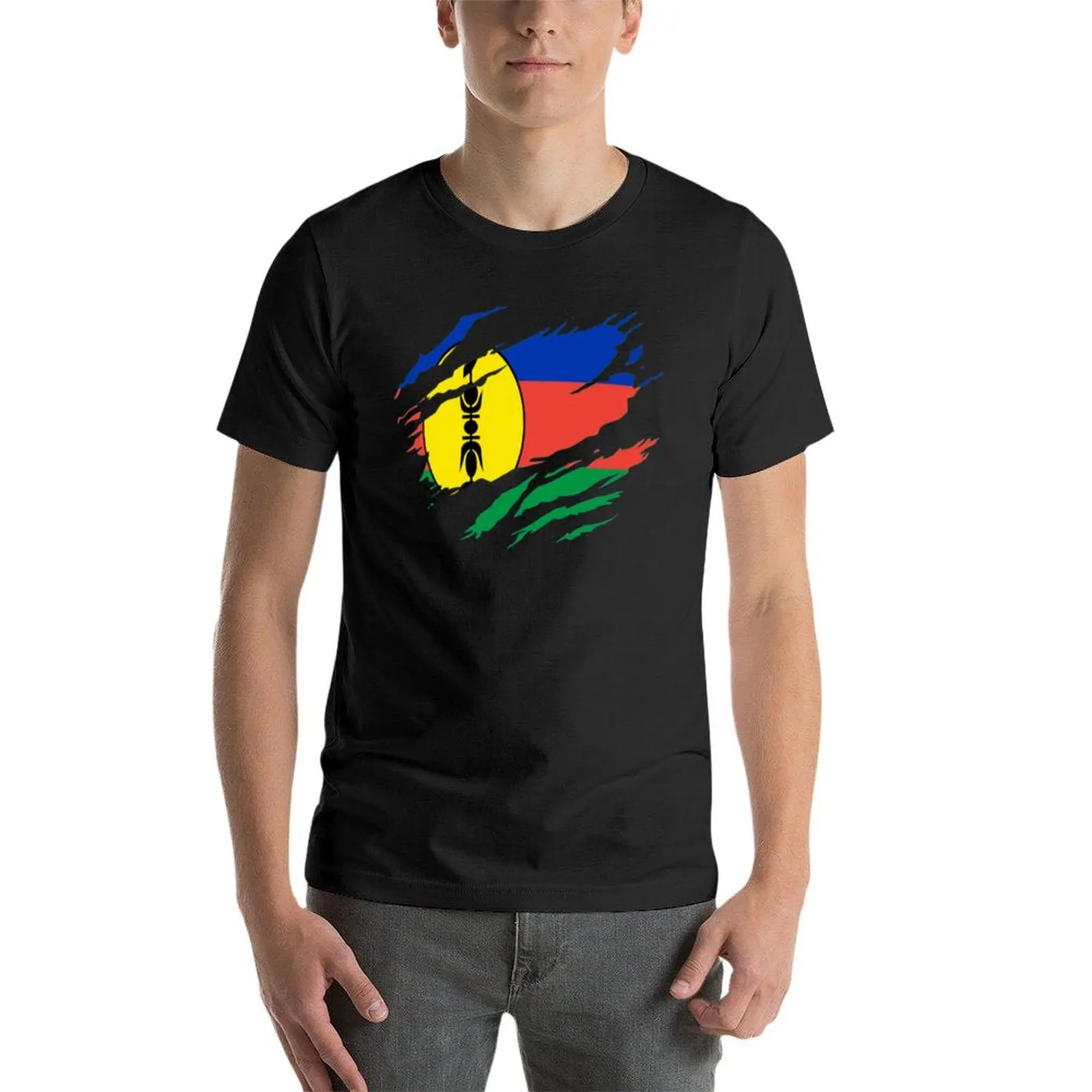 New Caledonia flag torn style T-Shirt shirts graphic tees blacks cute clothes sweat mens graphic t-shirts anime