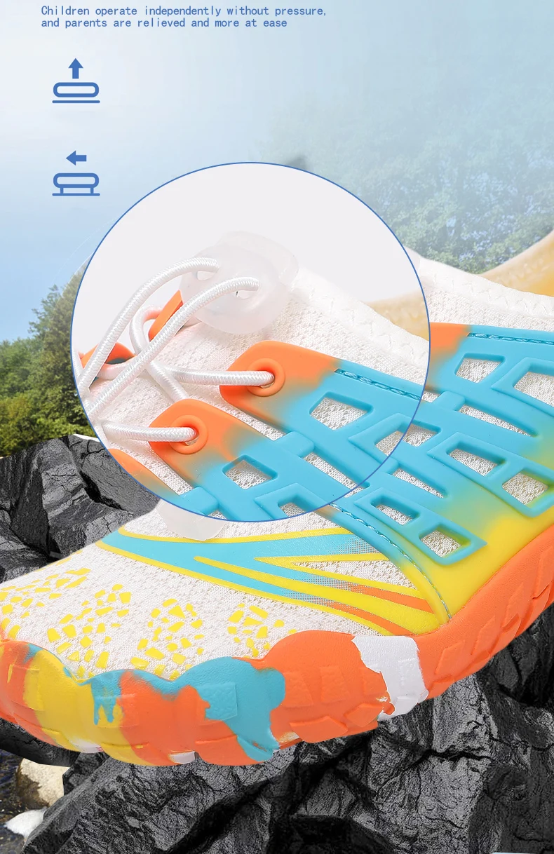 Kinder Schnell Trocknende Aqua Schuhe Kinder Wasser Schuhe Barfuß Fünf-Finger Waten Turnschuhe Jungen Mädchen Strand Schwimmen Schuhe – Detail 5