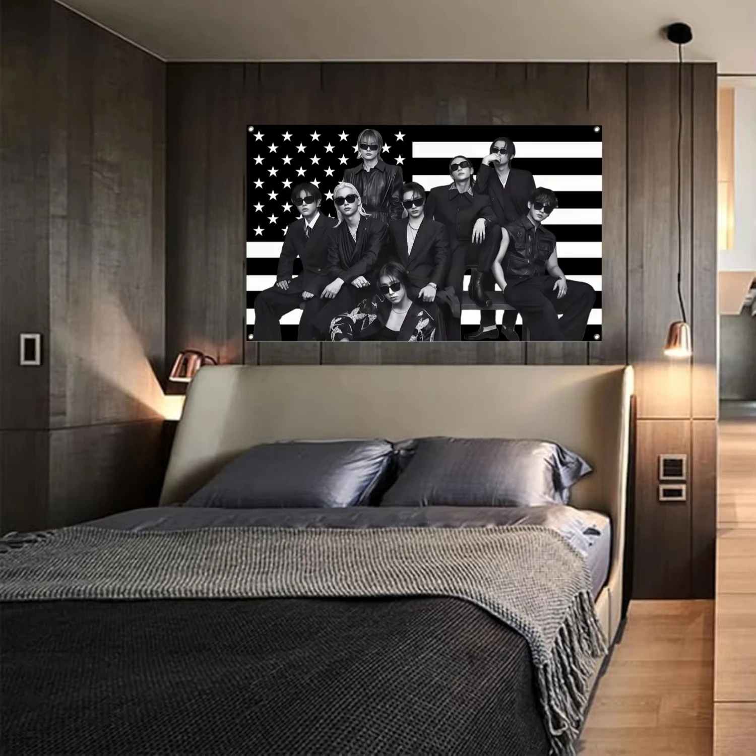 STRAY Members Magazine Flag SKZ Kpop Flag Stray Tour  Polyester For Room Dorm Wall Decor