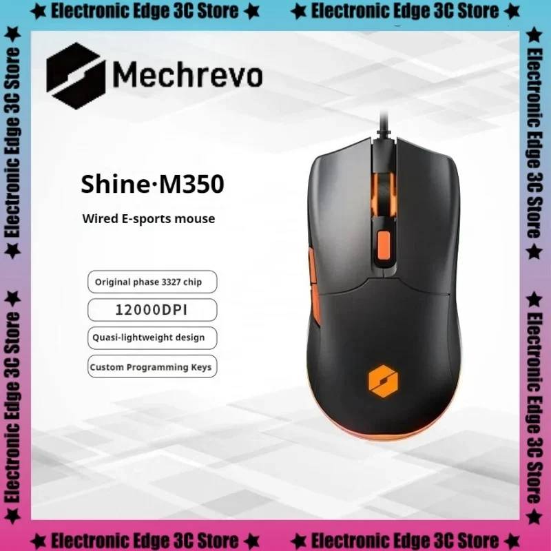 Mechanical Revolution Yao M350 Wired Esports Game Mouse Paw 3327 12000dpi Lightweight Rgb Colorful Glow Symmetric Game Mouse