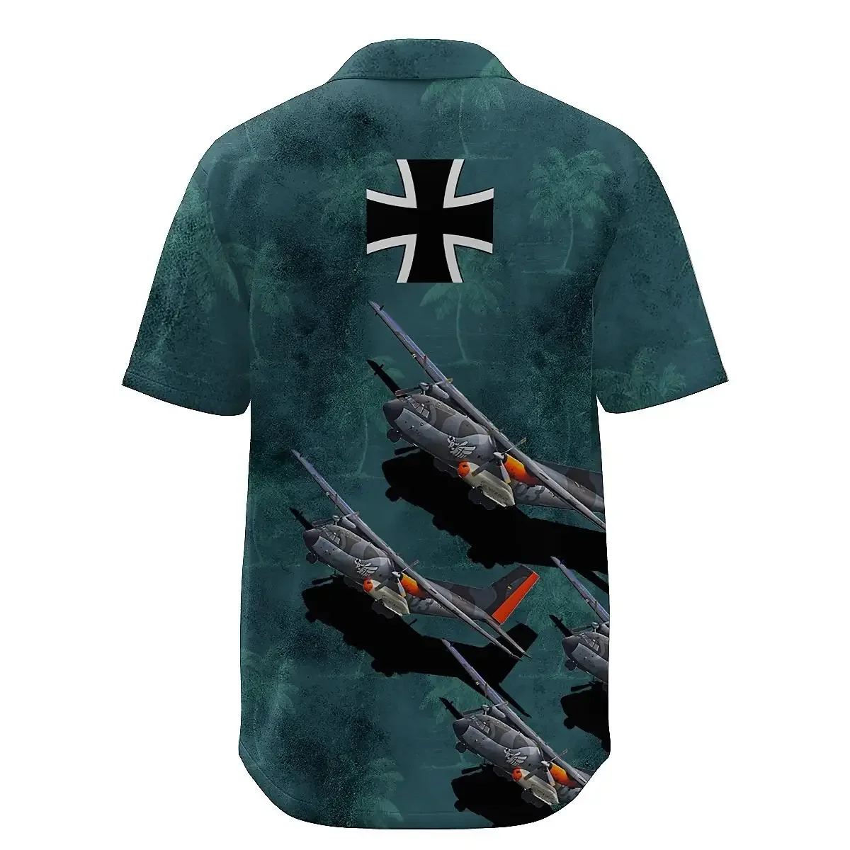 Jumeast German Helicopter Short Sleeve Hawaiian Shirt Palm Leaves 3D Printed Polyester Aloha Shirts Tropical Casual Men Clothing