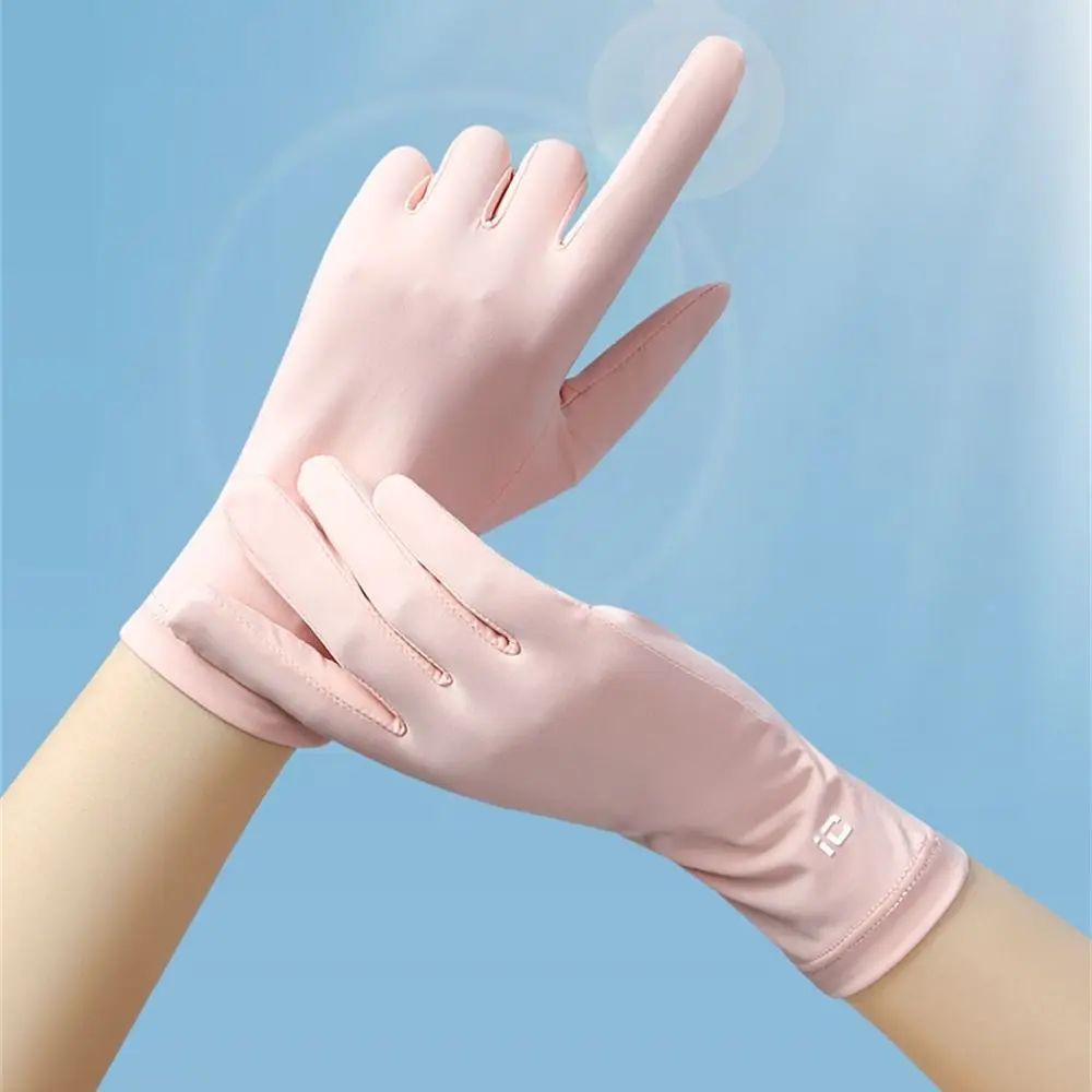 

Thin Sunscreen Gloves Fashion Elastic Slip Resistant Cycling Driving Gloves Touch Screen Ice Silk Anti-UV Mittens Summer Spring