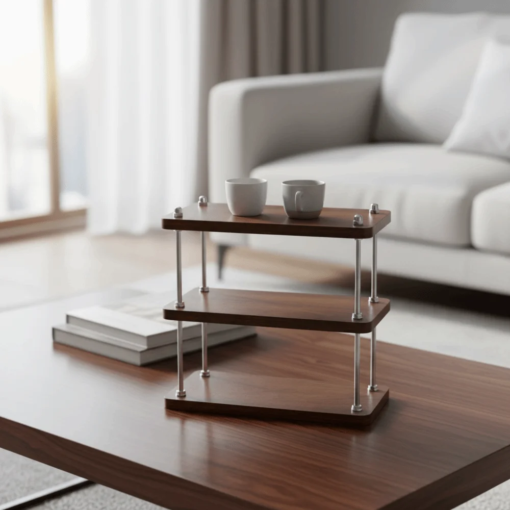 

Multifunctional Vintage Wooden Storage Rack Thickened Minimalist Cup Storage Rack 3-Tier Convenient Display Shelf Office