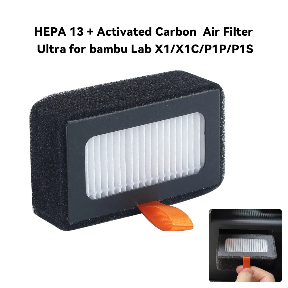 New HEPA 13 + Activated Carbon Air Filter Ultra For Bambu Lab X1/X1C/P1P/P1S Activated Carbon Layer For 3D Printer Accessories