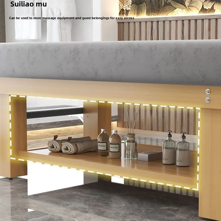 سرير تدليك من الخشب الصلب، طاولة علاج لصالونات التجميل، الطب الصيني، العلاج الطبيعي، الكى التايلاندي، سرير التجميل، سرير تدليك الرموش #3