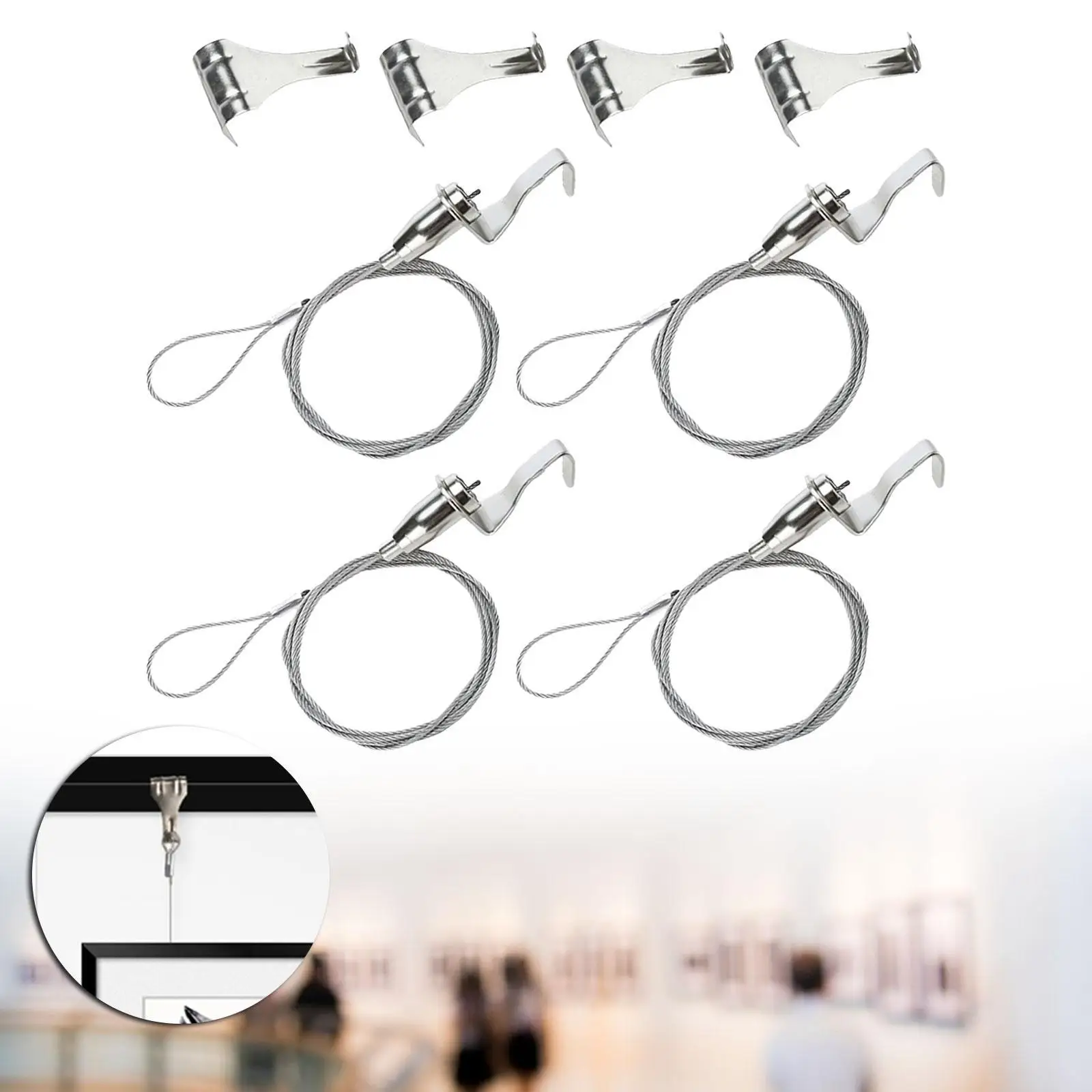 4x Picture Rail Hanging System Frame Displaying Hanger Picture Rail Hanging Kit