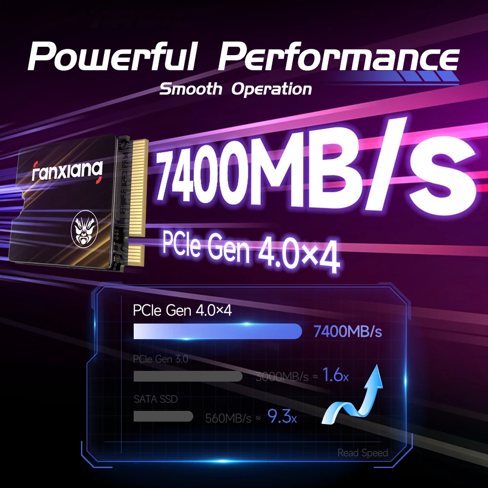 Fanxiang S730 M.2 2230 SSD 7300 ميجابايت/ثانية 500 جيجابايت/1 تيرا بايت M.2 NVMe PCIe 4.0 SSD القرص الصلب محرك الحالة الصلبة الداخلي لأجهزة الكمبيوتر المحمول على سطح البخار