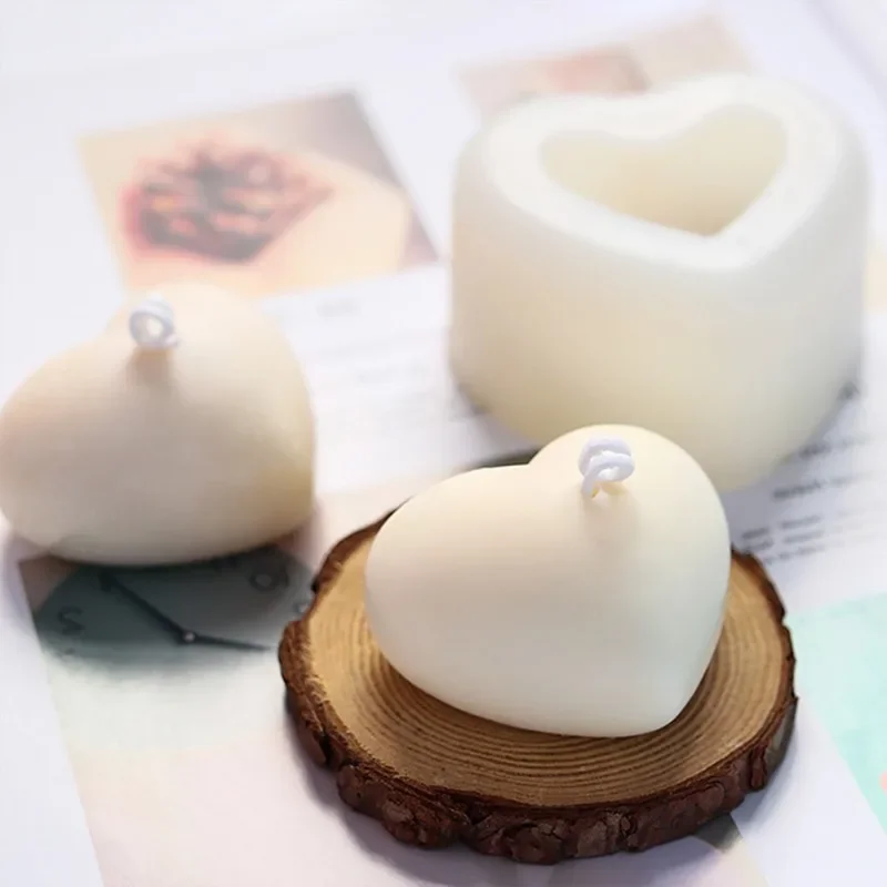 2 stücke 3D Liebe Herz Silikon Form Aroma Gips Kerze Form DIY Dessert Mousse Backen Gebäck Süßigkeiten Formen Kuchen Dekoration