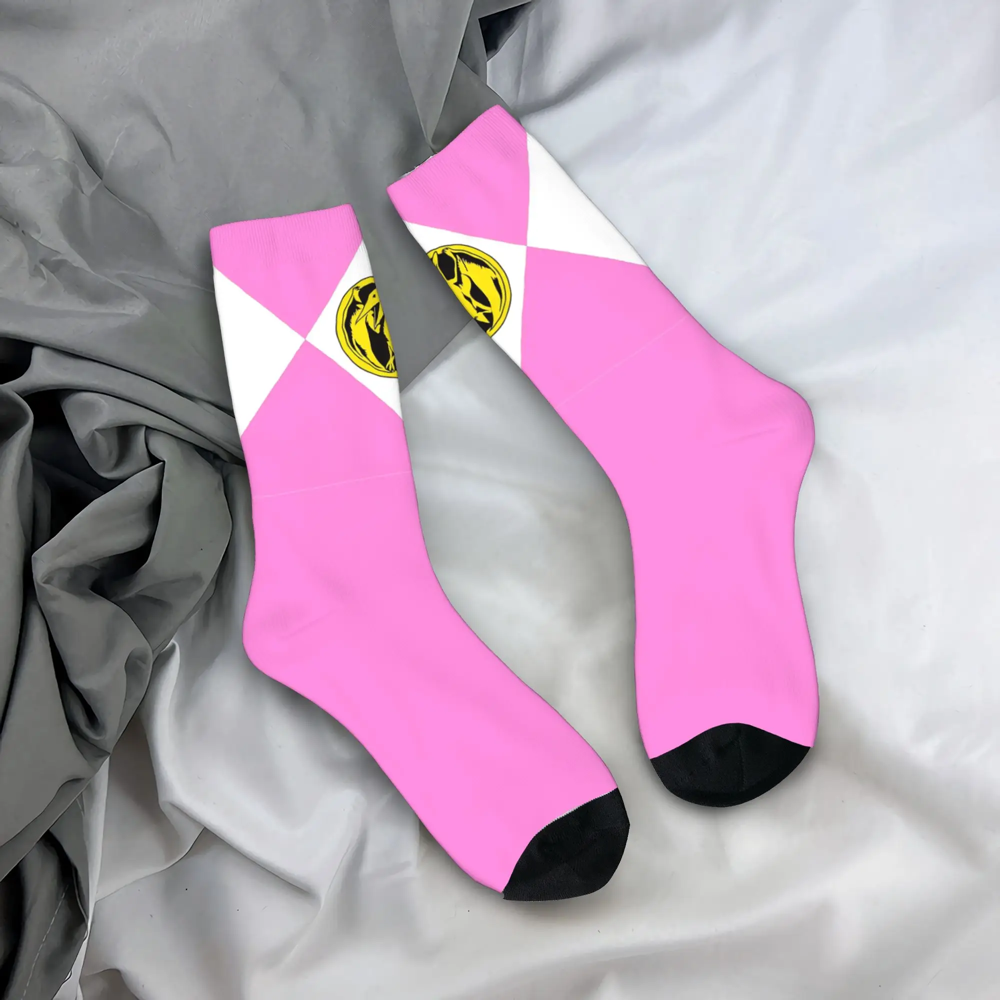 

MMPR Pink Ranger With Coin Socks Anti-Slip Stockings Men's Breathable Climbing Socks Winter Elegant Pattern Socks