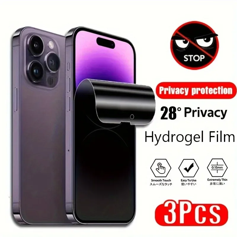 

3pcs Anti-Spy Soft Hydrogel Film for IPhone 16 15 14 13 12 11 Pro Max Privacy Screen Protector for IPhone XS Max XR 7 8 Plus