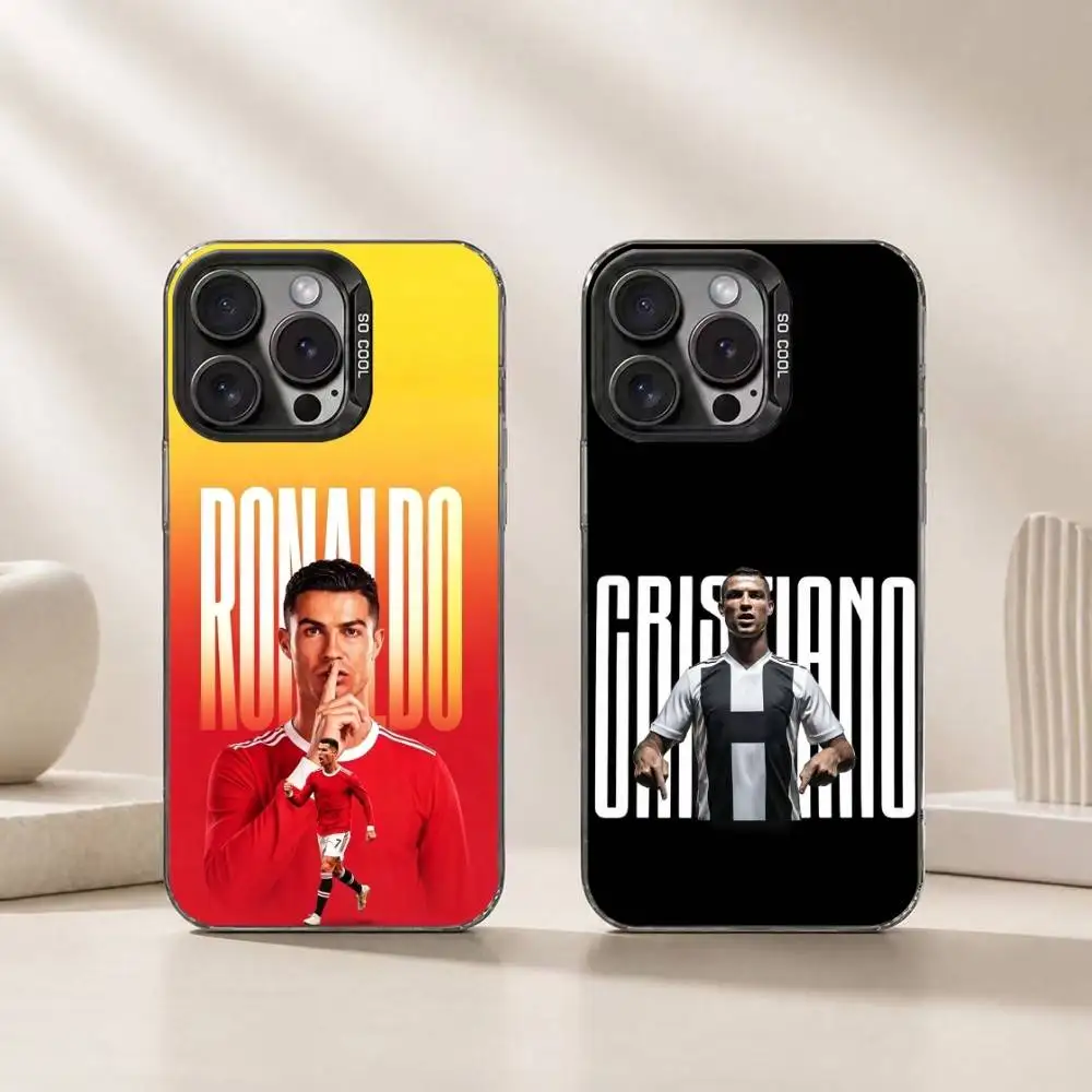

Football star Cristiano Ronaldo 7 Phone Case For iPhone 17,16,15,14,13,12,11 Plus,Pro Max,XS,Colored Silver Plated Inside Cover