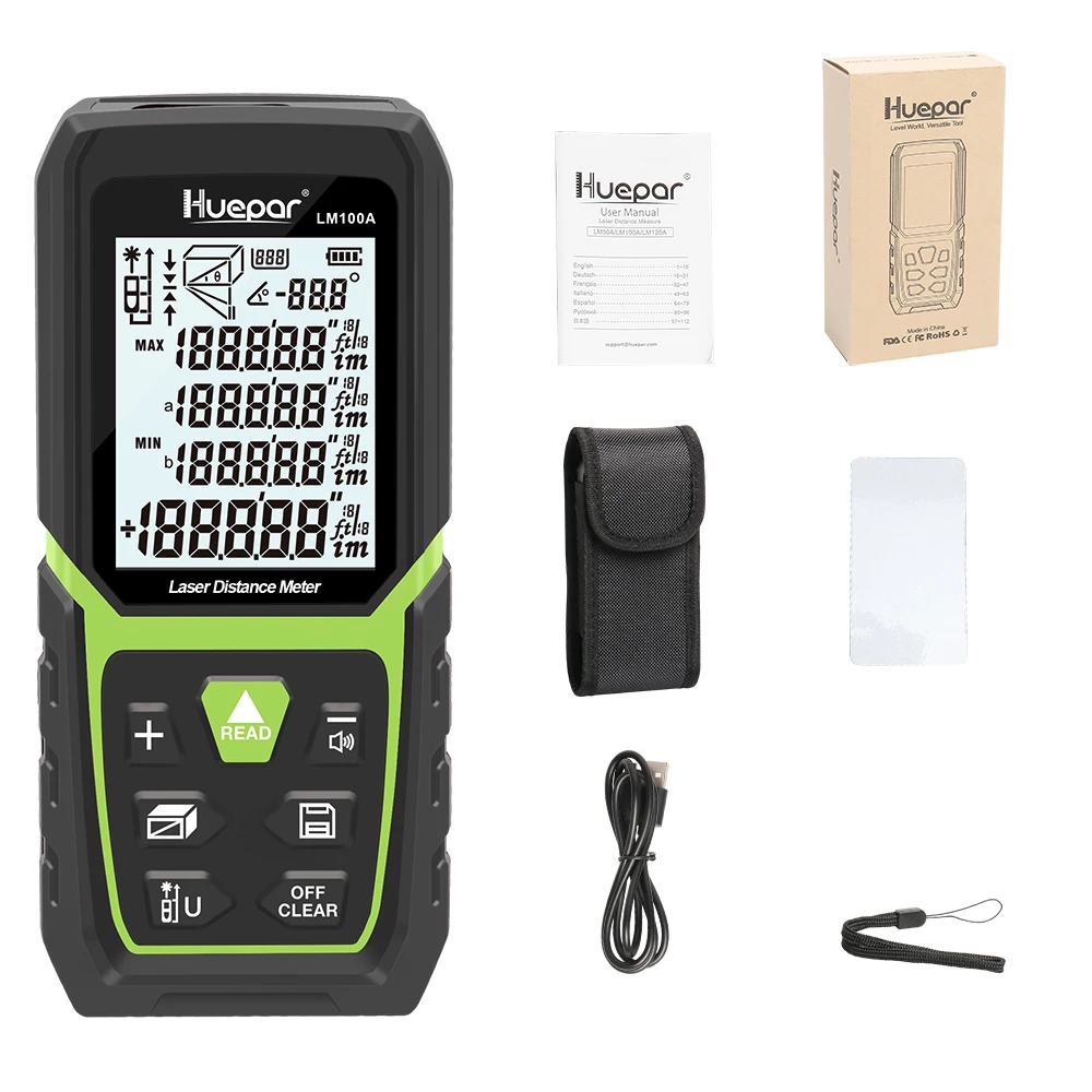

LM50A Electric Angle Sensor Laser Distance Meter With Rechargeable Li-ion Battery