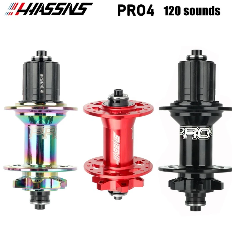 

HASNS PRO4 Mountain Bike Wheel Hub 36H 4 Bearing Suitable for 7/8/9/10/11/12 Speed 6 Claw 120dB Noise Aluminum Alloy Base
