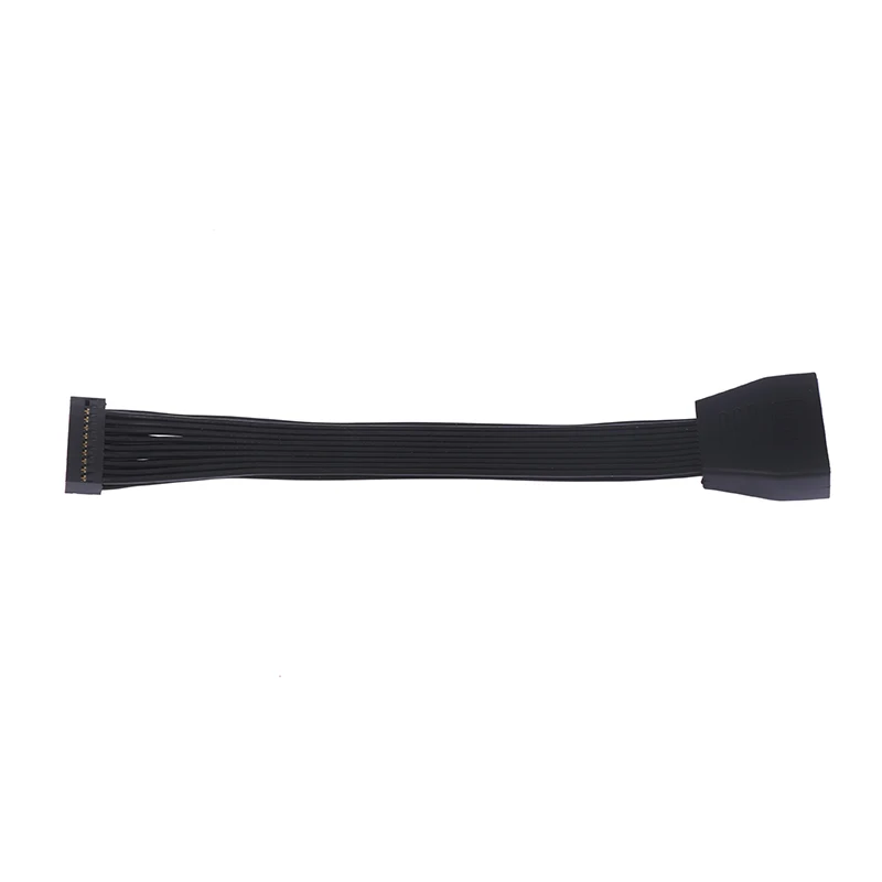 1PC CCA4-Small Mini USB 3.0 19/20 Pin Internal Extension Header Adapter Cable Black Flat Wire Cable for Motherboard 5.9inch/15cm