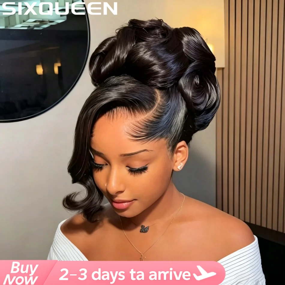 360 Full Lace Wig Human Hair Pre Plucked HD Invisible Drawstring Body Wave Human Hair Brazilian Virgin Upgrade Hidden Strap Transparent Lace Front Wavy Wig Natural Color