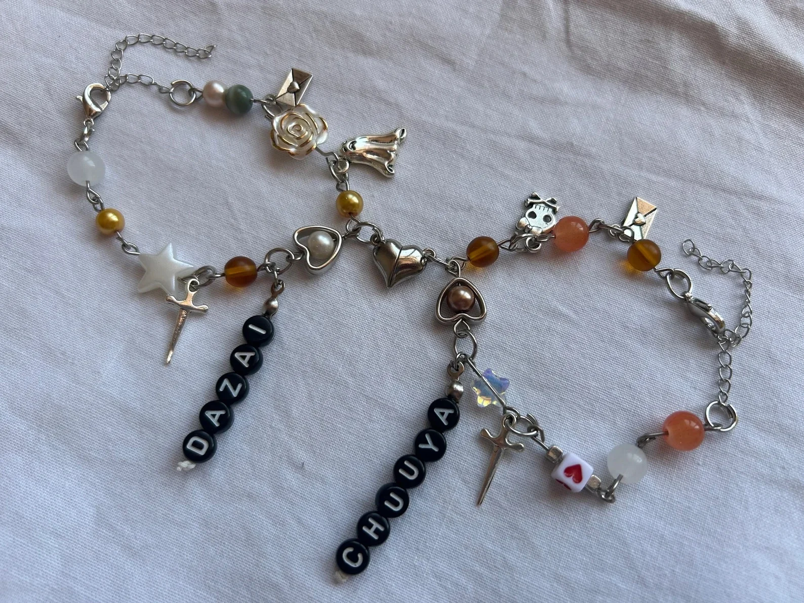 Dazai Osamu and Chuuya inspired couple bracelets, handmade creative gifts, beaded bracelets