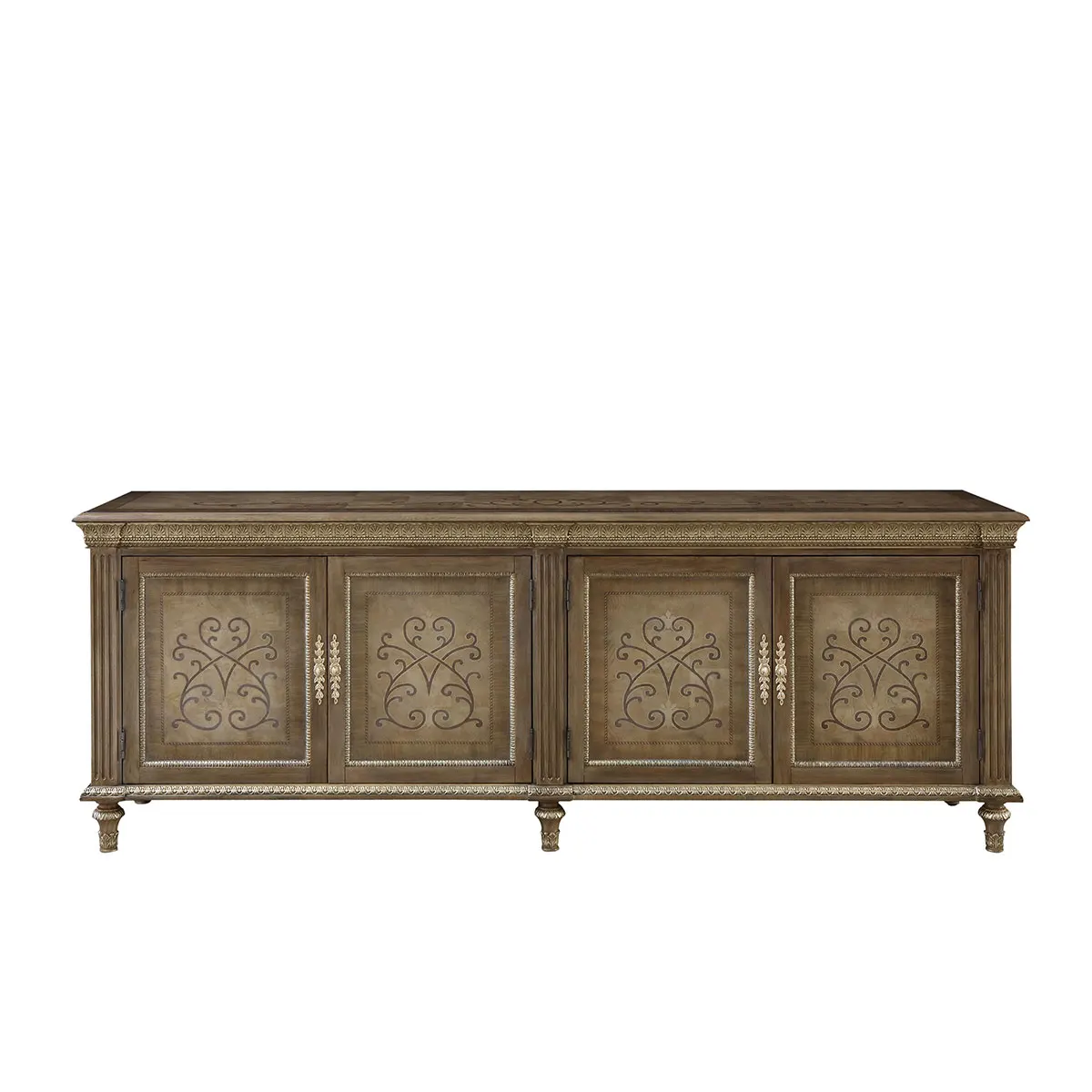 !@Relible Packing Home Furniture Elegant Carved French Solid Wood Handmade Living Room TV Stands for Hotel Use