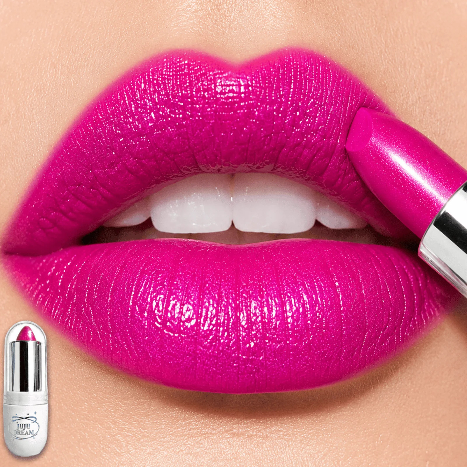 JUJU DREAM 9499 Glitter Lipstick Shimmer Pink High Shine Waterproof Long Lasting Smooth Lightweight Party Lip Makeup