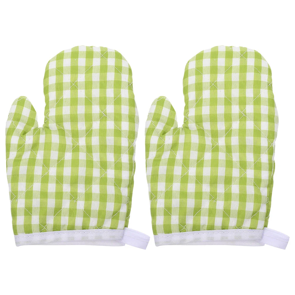 

2 Pcs Oven Mitts Bbq Gloves Heat Resistance Kitchen Cooking Microwave Polyester Baking Child Miss Hot Hand Protection