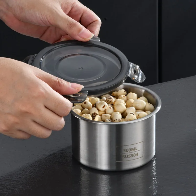 

Герметичный контейнер из нержавеющей стали с крышкой, лоток для хранения кофейных зерен, чая, пыленепроницаемый, герметичный, коробки для хранения специй, зерна, орехов