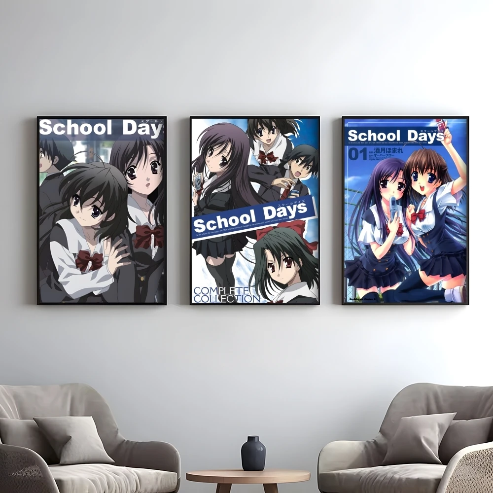 Video Game S-School Days Poster Elegant And Affordable Wall Art Stickers For Dormitory Living Room And Bedroom Spaces