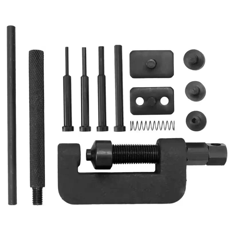 13Pcs Chain Breaker Riveter Tool Kit Heavy Duty Drive Chain Splitter Riveting Repair Set Red Case For Motorcycle Bike ATV Chain