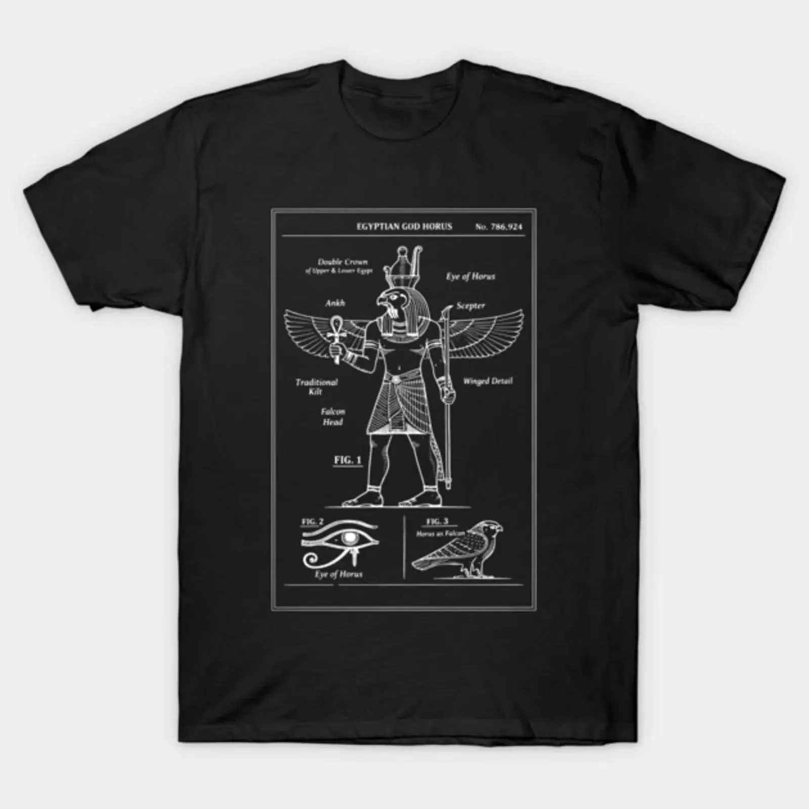 Egyptian God Horus Blueprint T Shirt vintage Washed Soft Breathable graphic designer clothes Unisex Slightly Versatile homme