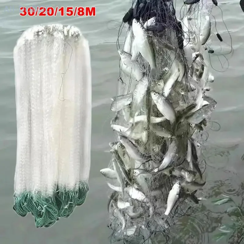 

8/15/20/30M Fishing Net Nylon Fish Network Monofilament Fishing Net Float Trap Single Mesh Netting Tackle Tool Accessories