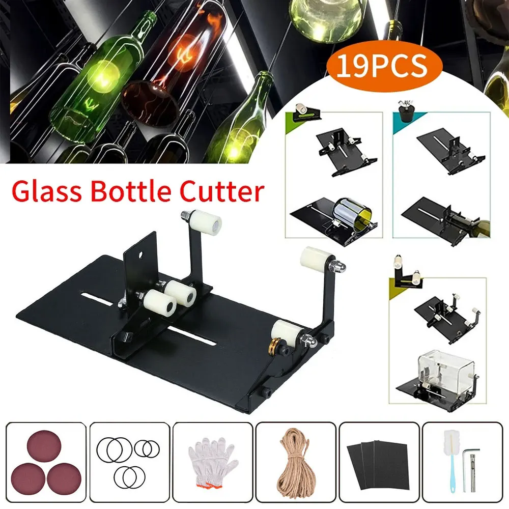 

19Pcs Glass Bottle Cutter DIY Tools Steel Square Round Glass Bottle Cutting Machine for Wine Beer Liquor Whiskey Alcohol Bottle