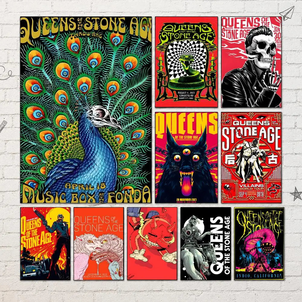 Band Q-Queens of the Stone Age Poster PP Self-Adhesive Waterproof Wall Decor for Bedroom,Living Room,Dorm,Bar Aesthetic  Gift