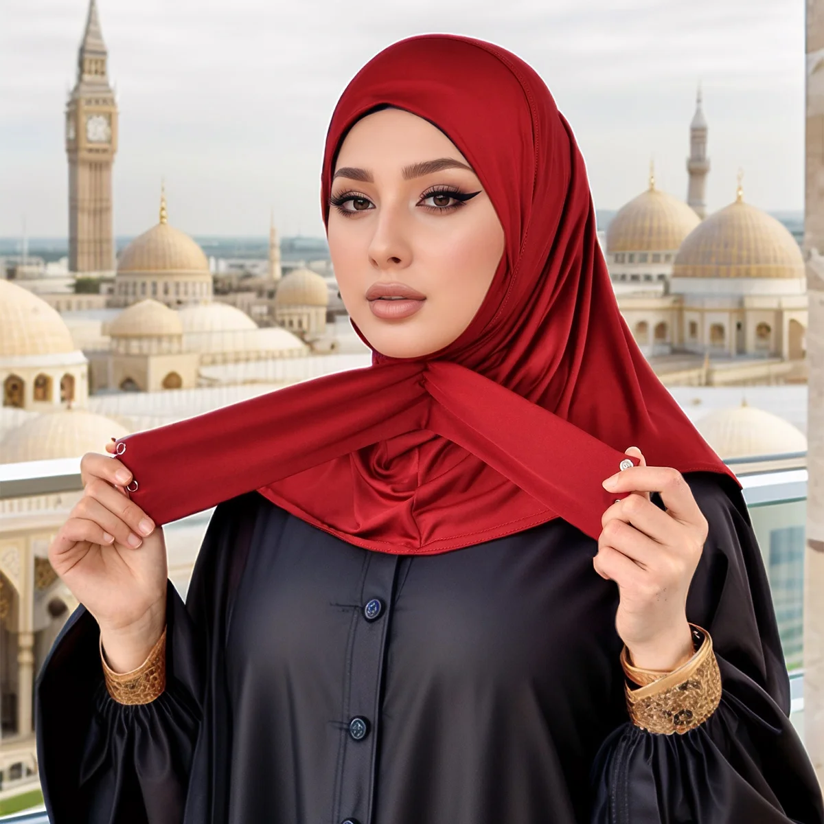 Turkish Ready to Wear Hijab with Snap Fastener Muslim Headscarf Bonnet Plain Neck Head Shawls Women's Turban Hat Islam Under Cap