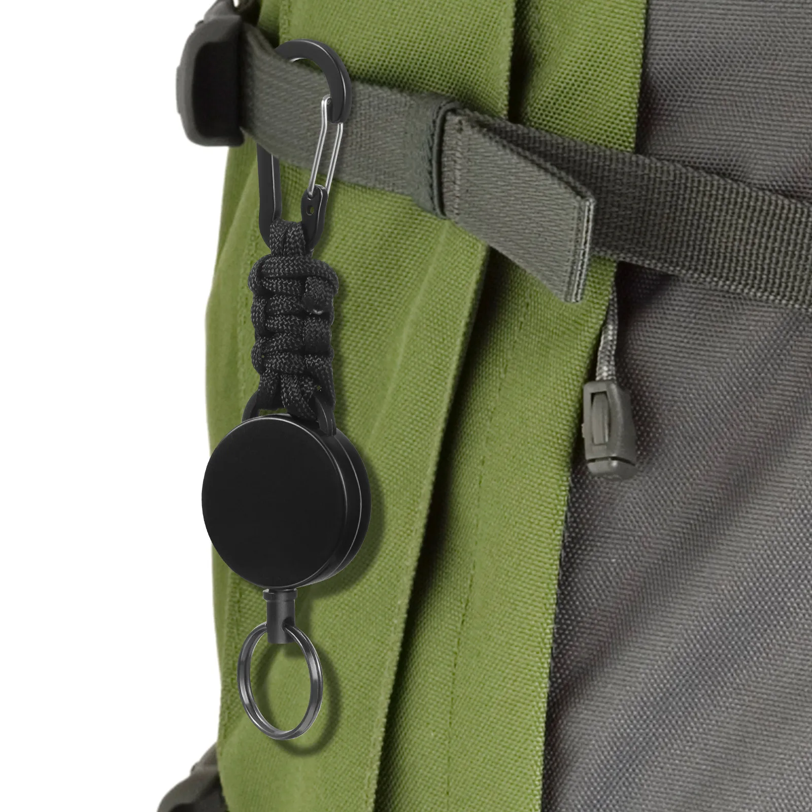 4Pcs Retractable Keychain Badge Holder Heavy Duty Outdoor Hiking Carabiner Reel Telescopic Lanyard Clip Extender Wire
