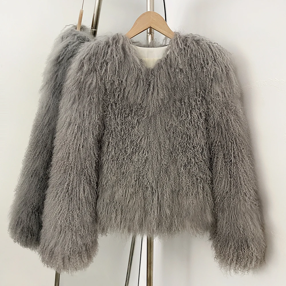 OFTBUY Natural Mongolia Sheep Fur Coat Thick Warm Short Real FurJacket Outerwear Female New Fashion Autumn Winter Clothes Women