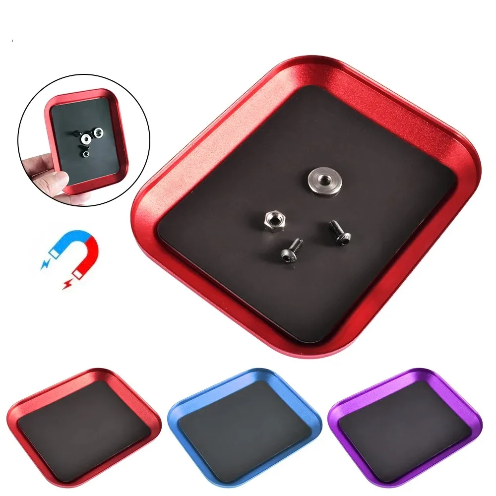 RC Screw Tray with Magnetic Pad Aluminium Alloy Magnet Screws Disk Storage Plate for RC Airplane Car Boat Repair Tool