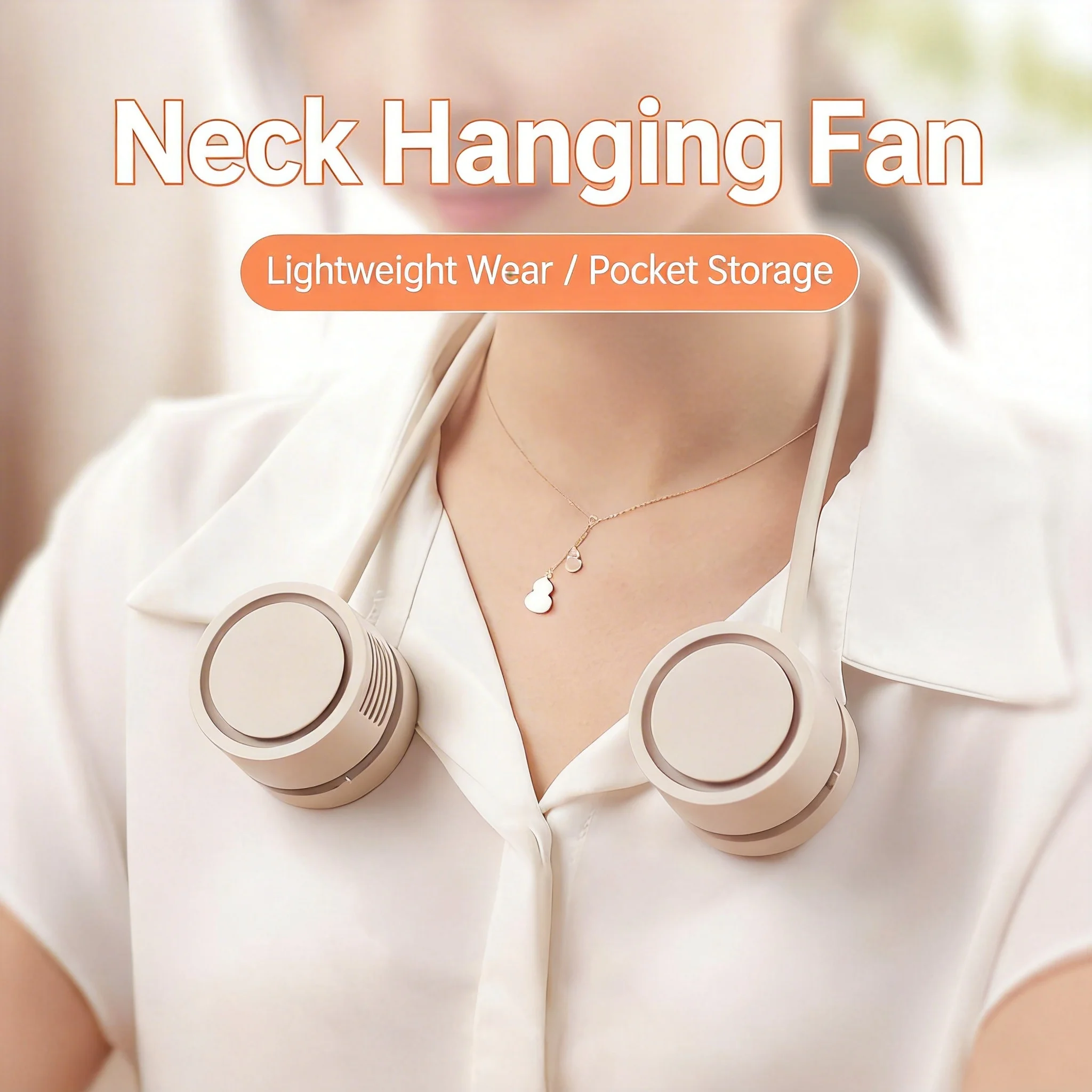 

DQ209 New summer Ins-inspired small neck-hanging fan, USB wire-winding storage, portable mini, internet celebrity's same style,
