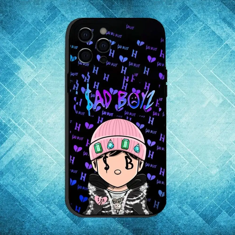 حافظة هاتف J-Junior H $AD BOYZ 4 LIFE لهاتف iPhone17,16,15,14,13,12,11 Plus، Pro Max غطاء أسود ناعم