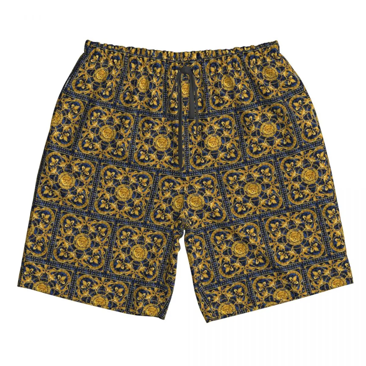 

Golden Lion Baroque And Damask Ornament Trunks Beach Board Shorts Casual Quick Dry Swim Summer Men Pants